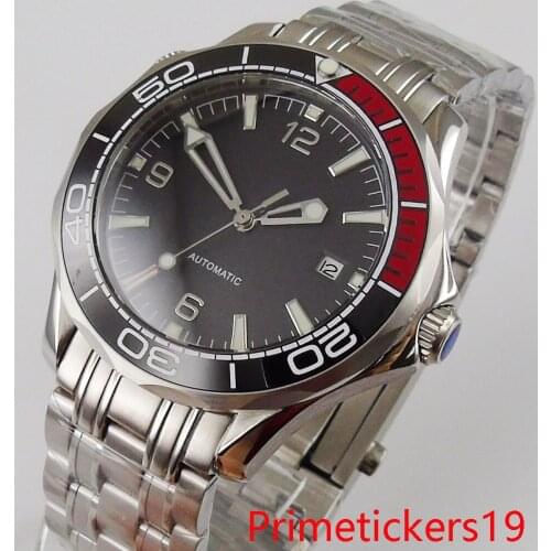 Bliger 41mm black dial nologo men watch date indicator sapphire glass ceramic bezel insert MIYOTA 8215 movement