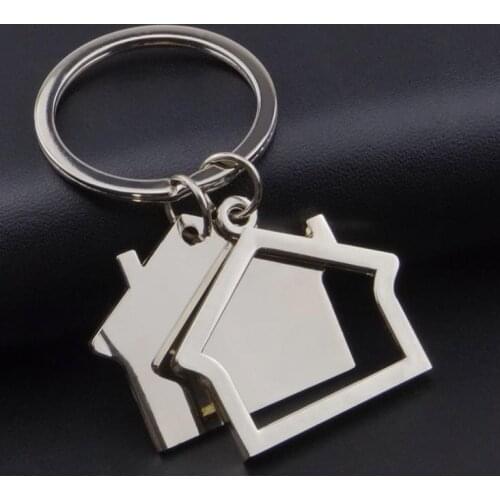 100pcs/lot Zinc Alloy House Shaped Keychains Novelty Keyrings Gifts for Promotion Custom Logo SN872