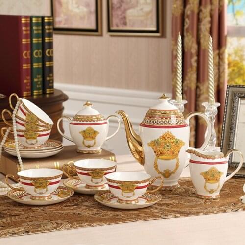 European-style ceramic 15-piece coffee set tea set tea cup set British afternoon tea creative wedding gifts