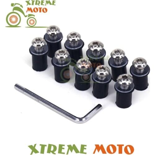 Silver 10X Motorcycle M5 5mm Windscreen Windshield Bolts Screw Kit For CRF YZF FE RMZ DRZ EXC SXF TE KTM KX KXF