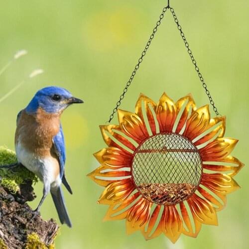 45 Cm*26cm Bird Feeder Flower-shaped Parrot Bird Feeder Pet Feeding Toy Iron Outdoor Garden Hanging Decoration