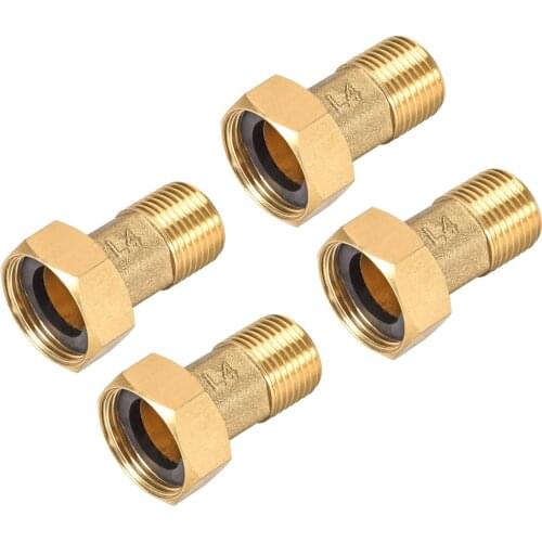 Uxcell Brass Pipe Fitting, Hex Nipple, G1/2 Male x G3/4 Female Thread Connector Coupling 46mm Length 4Pcs