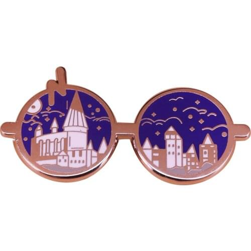 Lightning Bolt And Glasses enamel pin magic brooch