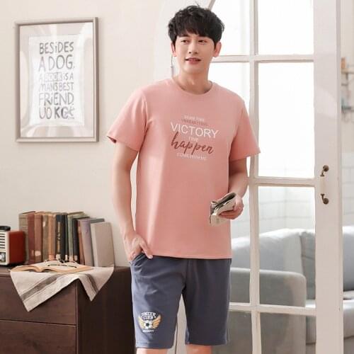 Men new summer cotton Korean pullover pajamas casual short sleeve shorts thin two piece men pajama sets men pajamas pajama set