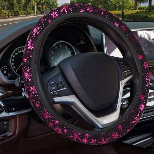 Soft Elastic Car Steering Wheel Cover Snowflake Decor Cover Universal Fit 37-38cm Steering Wheel