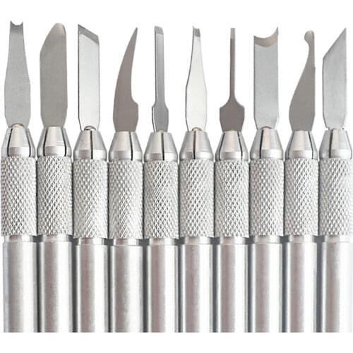 Berkem 10pcs Professional Carving Chisel Knife Hand Tool Set Dental Lab Stainless Steel Wax Carving Tool
