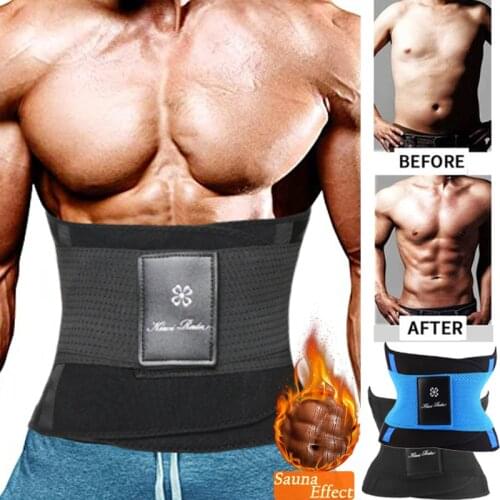 Sauna Workout Waist Trainer Trimmer for Men Weight Loss Neoprene Sweat Belly Belt with Adjustable One Straps Faja Shapewear