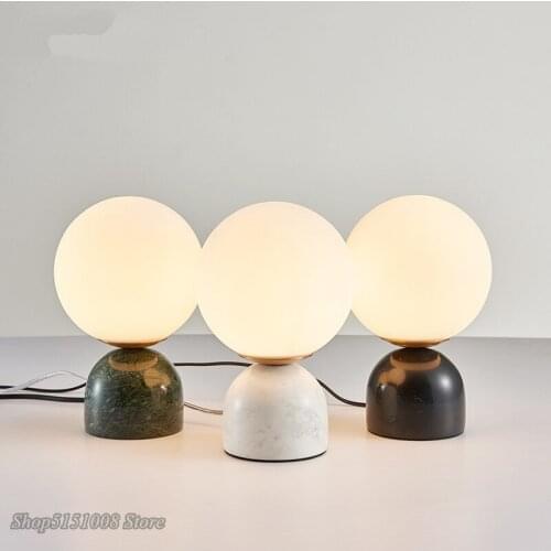 Nordic Marble Table Lamp Moderm Simple Creative Study Room Children Room Desk Light Bedroom Glass LED Table Light decor Fixtures