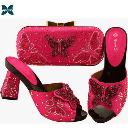 2020 New Red Color Women Shoes and Bag To Match for Parties High Quality African Ladies Shoes and Bag Set for Wedding