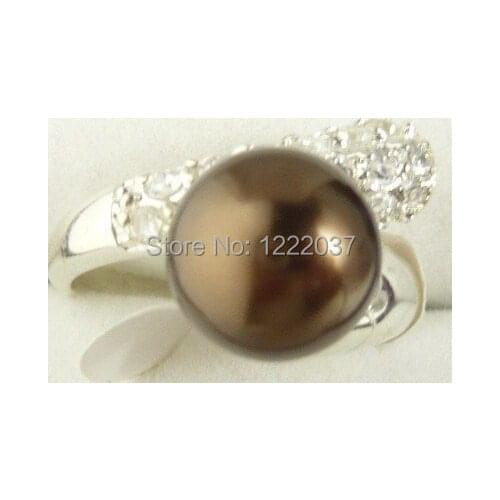 NEW 5colors! Brown/white/pink/black shell pearl/coral/crystal ring size :7-9