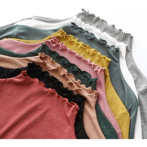 Half-Collar Undershirt T-shirt Womens Spring New Long-Sleeved Slim-Fit Undershirt