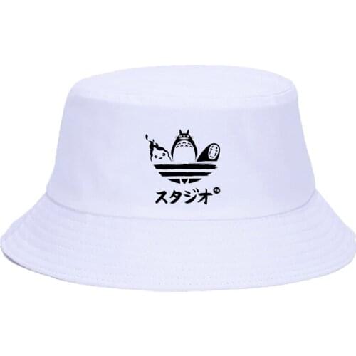 Anime Cartoon Totoro Spirited Away Bucket Hat Summer No Face Faceless Cap Panama Cotton Double Layer Fabric Sunscreen Hats