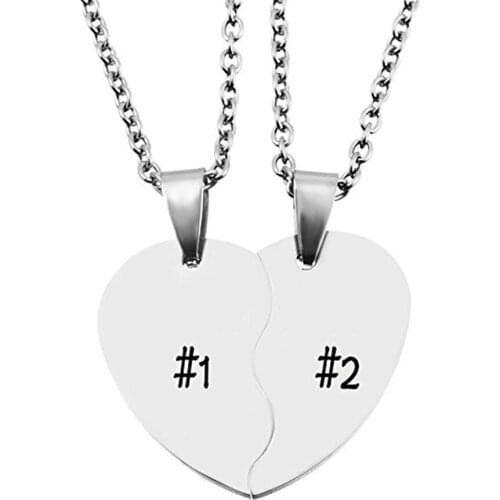 Personalized Classic Solid Heart Necklace For Men Women Couple Stainless Steel Love Pendant Necklace Set Free Engraving