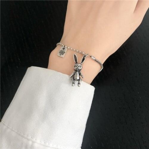 Punk Simple Solid Color Rabbit Hare Letters Bracelet Bangle Wristband Wrist Jewelry Bracelets for Women Men Girls Gift Wholesale