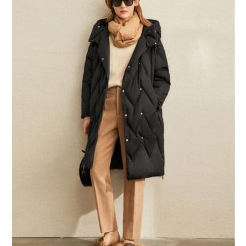 Mid-Length Loose Down Coat Women Hooded Winter Duck Down Jacket Custom Made Any Size