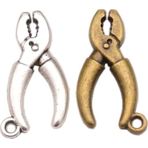 RAINXTAR Vintage Alloy Plier Tool Charms Hardware Tool Charms For Worker 12*24mm 20pcs AAC783