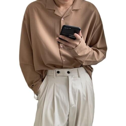 UYUK Fashion Brand Men Shirt 2020 Mens Suit Collar Lining Loose Coats Long Sleeve Slim Fit French Cuff Mens 6 Color Shirts