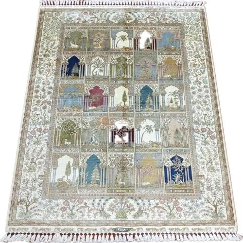 Seeykeep™ 6x9ft Silk Handknotted Oriental Traditional Persian Garden Rug-NY3016219