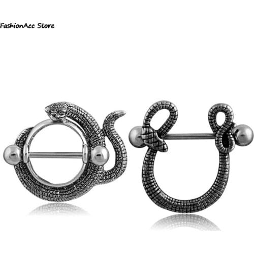 CZ Moon Bar Barbell Nipple Ring Piercing Bar Lips Body Piercing Jewelry Snake Type Stainless Steel