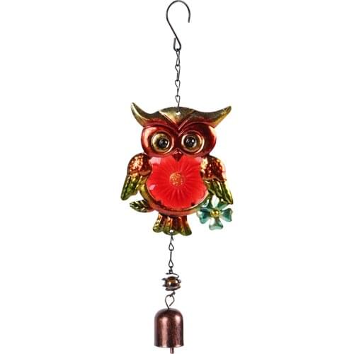 Glass Wind Chime Owl Shaped Hanging Ornament Relaxing Music Wind Chimes Garden Backyard Festival Hanging Christmas Decoration