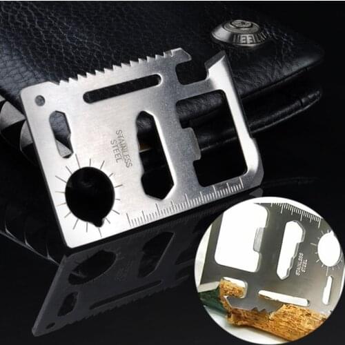 11 in 1 Multi Purpose Swiss Knife for Outdoor Camping Survival hunting Military Credit Card Knife SOS Pocket Army EDC Tools