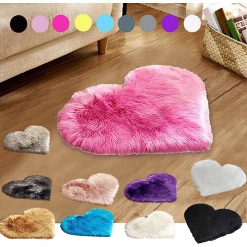 30X40CM Shaggy Carpet Love Heart Rugs Artificial Fur Sheepskin Hairy Carpet Bedroom Living Room Decor Soft Shaggy Area Rug
