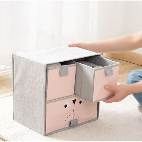 Drawer type Multi-grid storage box fabric clothes organizer with lid wardrobe folding clothing underwear finishing box mx9171007