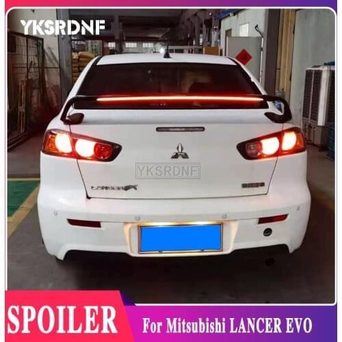 YKSRDNF For Mitsubishi LANCER EVO 2010-2015 high quality ABS spoiler gloss black car tail trim rear trunk spoiler wing with Led