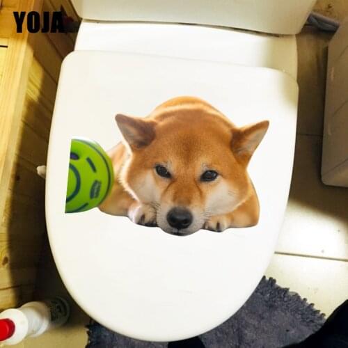 YOJA 22.8×16.4CM Shiba Inu Cute Dog Living Room Wall Decoration Creative WC Toilet Sticker T1-2382