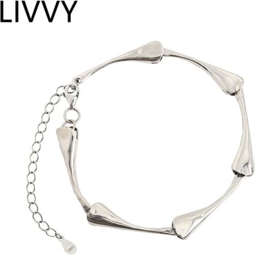 Newly Arrived Minimalist Drop Geometric Personality Bracelet Women Unique Design Simple Thai Silver Color Bangles Jewelry Gift