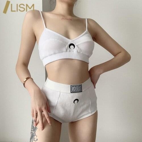LISM Moon Printing Two Piece Outfits Set Shorts+V-Neck Crop Top Women Summer Tracksuit Casual Women Matching Sets Clothing Sets