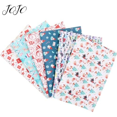 JOJO BOWS 22*30cm 1pc Christmas Faux Synthetic Leather Fabric Printed Sheet For Needlework DIY Hair Bow Handmade Craft Supplies
