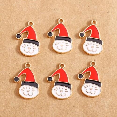 10pcs 14*20mm Enamel Santa Claus Christmas Charms Bracelets Necklaces Pendants for DIY Handmade Jewelry Making Accessories