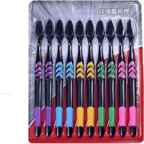 10PCS Bamboo Charcoal Nano Toothbrush Dental Oral Care Soft Brush for Adult Family Suit Toothbrush Fine Wool travel Teethbrush
