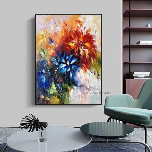 100%Hand Painted Abstract Floral Modern Wall Art Salon Home Decoration Paintings On Canvas HandmadeOil Painting Unframed Large