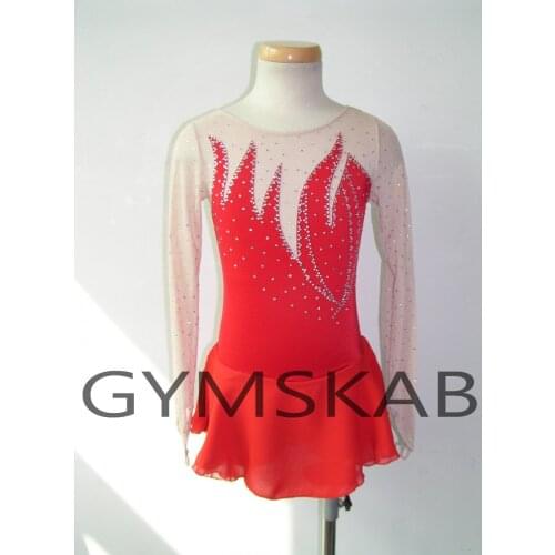 2018 Elegant Figure Skating Dress Womens Girls Customized Ice Skating Dress Long-sleeved Gymnastics Costume 5446-1