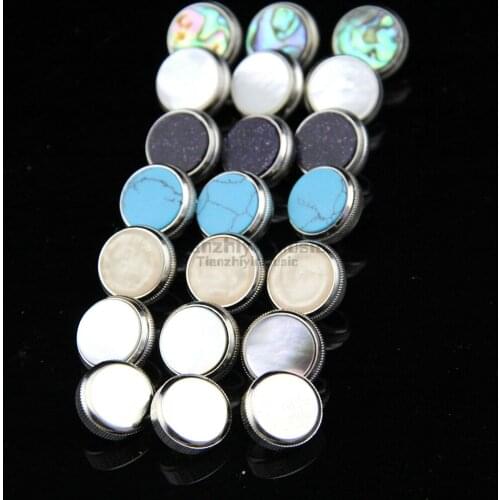 7set=21 pcs trumpet finger button pearl set real abalone shell flashing/pearl