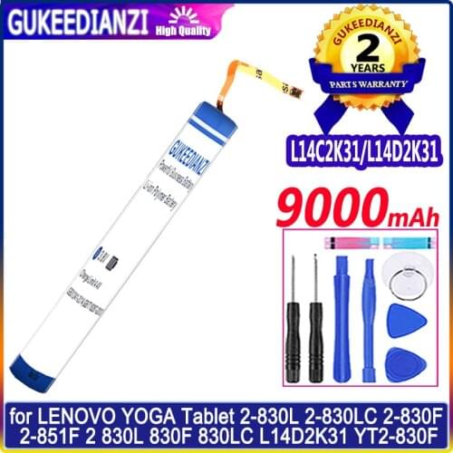 Battery L14C2K31 L14D2K31 11000mAh 9000mAh for LENOVO YOGA Tablet 2 830L 830F 830LC 2-830L/LC/F/ 2-851F 2-1050L/F/LC 2-1051L/F