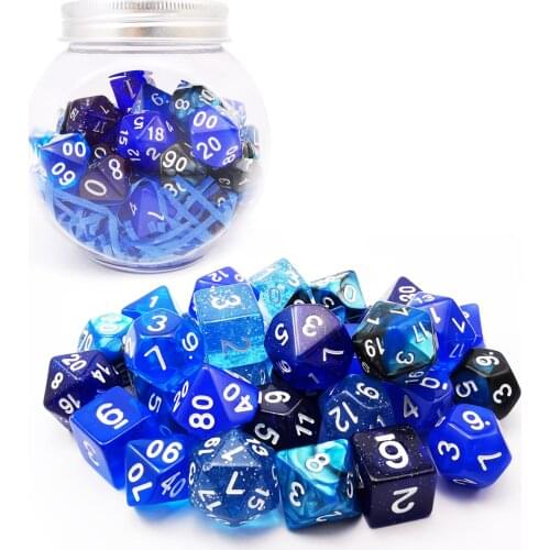 Bescon RPG Dice Set 35pcs Ocean Blue Set, DND Role Playing Game Dice 5X7pcs