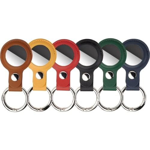PU Leather Key Ring for Apple Airtags Case Protective Cover Bumper Shell Locator Tracker Accessories Anti-scratch Keychain Cases