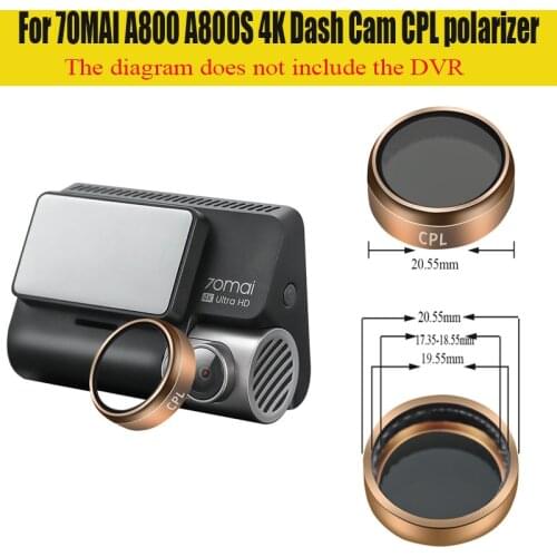 For 70MAI A800 A800S 4K dashcam CPL filter, vehicle-mounted dashcam lens CPL eliminates reflective polarizer