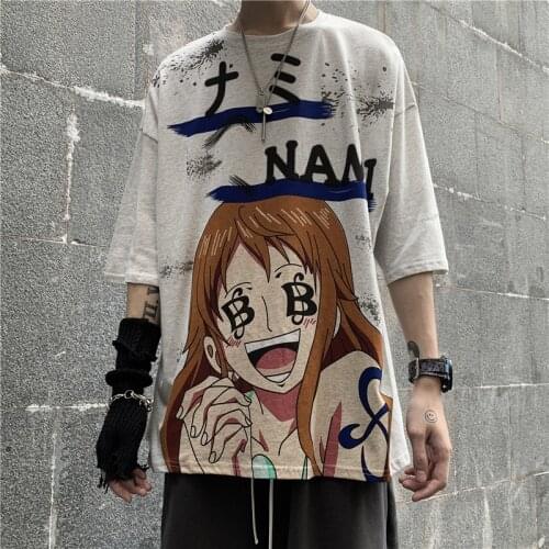 Anime One Piece Nami T-shirt for Men Women Streetwear Hip Hop Tshirt Ulzzang Harajuku Korean Style Clothes Summer T Shirt