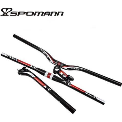 Hot sale new XR mountain bike carbon handlebar set mtb parts bicycle handlebar + seatpost + stem 3K gloss carbon fibre handle
