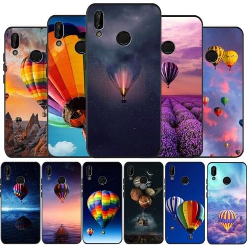 Hot Air Balloon Black Silicone Soft Phone Case For Huawei 40 30 20 10 9 Lite Pro P smart 2019 Y6 Y6 Prime2019 Y9 2018