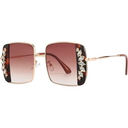 Custom Handmade Glasses Crystal Diamond Ladies Sunglasses with Diamond Sun Glasses Trendy Big Frame Ins style Eyewear очки 2021