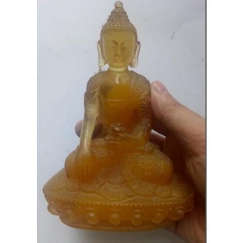Collection, Liuli Jade Buddha Sakyamuni amber Buddha, offering glazed handicraft sculptures for free shipping