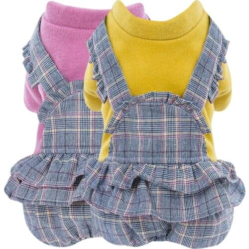 New Winter Fashion Clothes for Dogs Small Dog Clothes Chihuahua Jumpsuit Plaid Puppy Clothing Warm Costume For French Bulldog