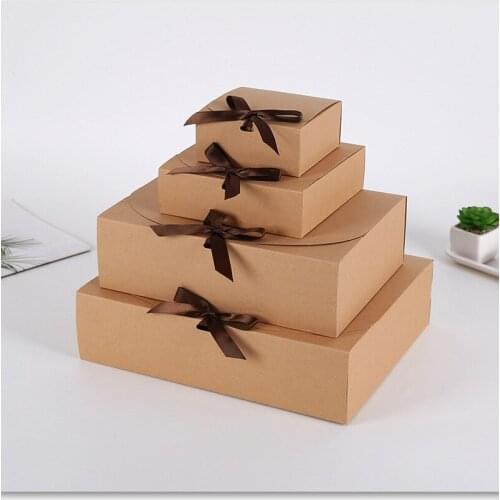 5pcs White Kraft Paper Gift Box Handmade Candy Cookie Chocolate Storage Box Party Supplies Birthday Clothes Storage