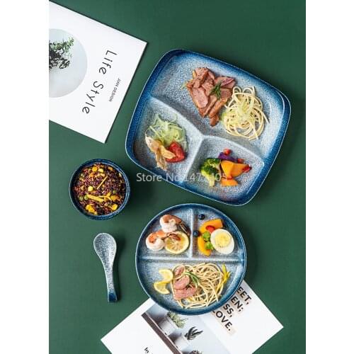 Japanese-style Creative Divided Plate Ceramic Dinner Plate Divided Meal Household One-person Food Dividing Plate Tableware