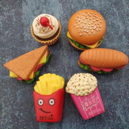 3D Simulated Burger fries refrigerator magnets Home Decoration Office Whiteboard photo stickers strong neodymium fridge magnet